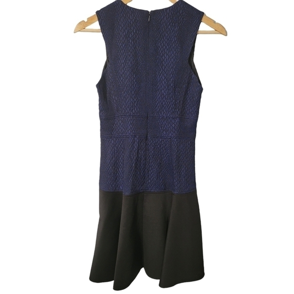 Rebecca Taylor Cobalt Blue V Neck Snake Jacquard Mini Dress - Picture 3 of 13